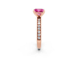 Rose gold Princess Cut Pink Sapphire Milgrain Pavé Engagement Ring with Four-Prong Setting_38