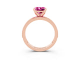 Rose gold Princess Cut Pink Sapphire Milgrain Pavé Engagement Ring with Four-Prong Setting_39