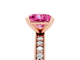 Rose gold Princess Cut Pink Sapphire Milgrain Pavé Engagement Ring with Four-Prong Setting_41