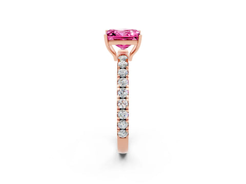 Rose gold Princess Cut Pink Sapphire Pavé Solitaire Engagement Ring with Four-Prong Setting_14