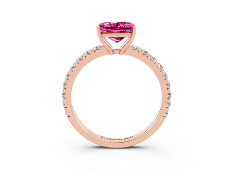 Rose gold Princess Cut Pink Sapphire Pavé Solitaire Engagement Ring with Four-Prong Setting_15