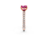 Rose gold Princess Cut Pink Sapphire Pavé Solitaire Ring with Round Band and Prong Setting_14