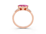 Rose gold Princess Cut Pink Sapphire Ring with Side Stones and Four-Prong Setting_63
