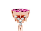 Rose gold Princess Cut Pink Sapphire Ring with Side Stones and Four-Prong Setting_65