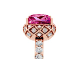 Rose gold Princess Cut Pink Sapphire Scalloped Halo Engagement Ring with Round Shared Prong Band_17