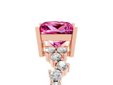 Rose gold Princess Cut Pink Sapphire Scattered Round Accent Ring with Prong Setting_17