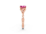 Rose gold Princess Cut Pink Sapphire Solitaire Celtic Knot Ring with Four-Prong Setting_38