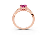 Rose gold Princess Cut Pink Sapphire Solitaire Celtic Knot Ring with Four-Prong Setting_39