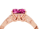 Rose gold Princess Cut Pink Sapphire Solitaire Celtic Knot Ring with Four-Prong Setting_40