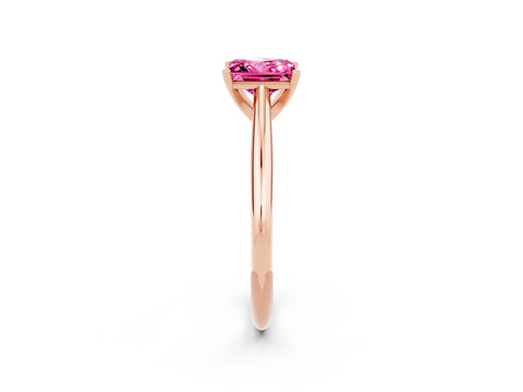 Rose gold Princess Cut Pink Sapphire Solitaire Engagement Ring with Cathedral Setting and Four-Prong Mount_14