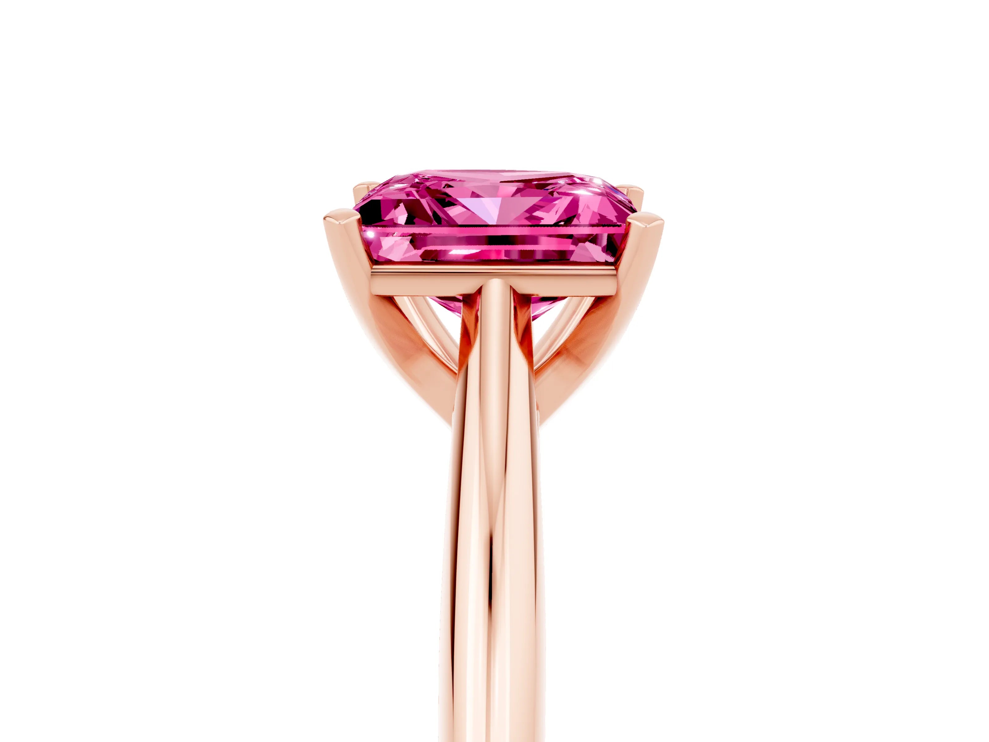 Rose gold Princess Cut Pink Sapphire Solitaire Engagement Ring with Cathedral Setting and Four-Prong Mount_17