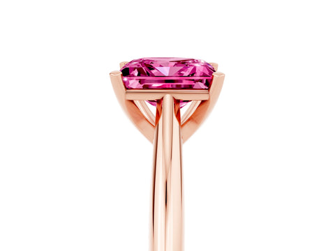Rose gold Princess Cut Pink Sapphire Solitaire Engagement Ring with Cathedral Setting and Four-Prong Mount_17