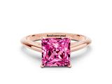 Rose gold Princess Cut Pink Sapphire Solitaire Engagement Ring with Cathedral Setting and Four-Prong Mount_18