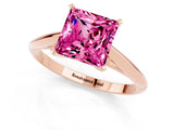 Rose gold Princess Cut Pink Sapphire Solitaire Engagement Ring with Cathedral Setting and Four-Prong Mount_19