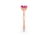 Rose gold Princess Cut Pink Sapphire Solitaire Engagement Ring with Cathedral Setting and Four-Prong Mount_20