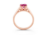 Rose gold Princess Cut Pink Sapphire Solitaire Engagement Ring with Cathedral Setting and Four-Prong Mount_21