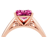 Rose gold Princess Cut Pink Sapphire Solitaire Engagement Ring with Cathedral Setting and Four-Prong Mount_22