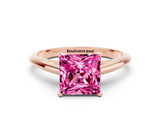 Rose gold Princess Cut Pink Sapphire Solitaire Engagement Ring with Cathedral Setting and Four-Prong Mount_24