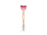 Rose gold Princess Cut Pink Sapphire Solitaire Engagement Ring with Cathedral Setting and Four-Prong Mount_26