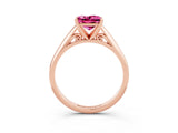 Rose gold Princess Cut Pink Sapphire Solitaire Engagement Ring with Cathedral Setting and Four-Prong Mount_27