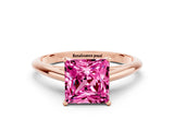 Rose gold Princess Cut Pink Sapphire Solitaire Engagement Ring with Cathedral Setting and Four-Prong Mount_66