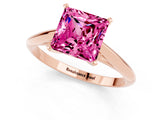 Rose gold Princess Cut Pink Sapphire Solitaire Engagement Ring with Cathedral Setting and Four-Prong Mount_67