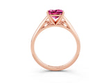 Rose gold Princess Cut Pink Sapphire Solitaire Engagement Ring with Cathedral Setting and Four-Prong Mount_69