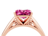 Rose gold Princess Cut Pink Sapphire Solitaire Engagement Ring with Cathedral Setting and Four-Prong Mount_70