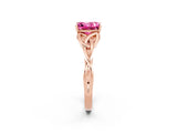 Rose gold Princess Cut Pink Sapphire Solitaire Engagement Ring with Celtic Knot Band and Four-Prong Setting_26