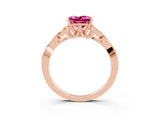 Rose gold Princess Cut Pink Sapphire Solitaire Engagement Ring with Celtic Knot Band and Four-Prong Setting_27