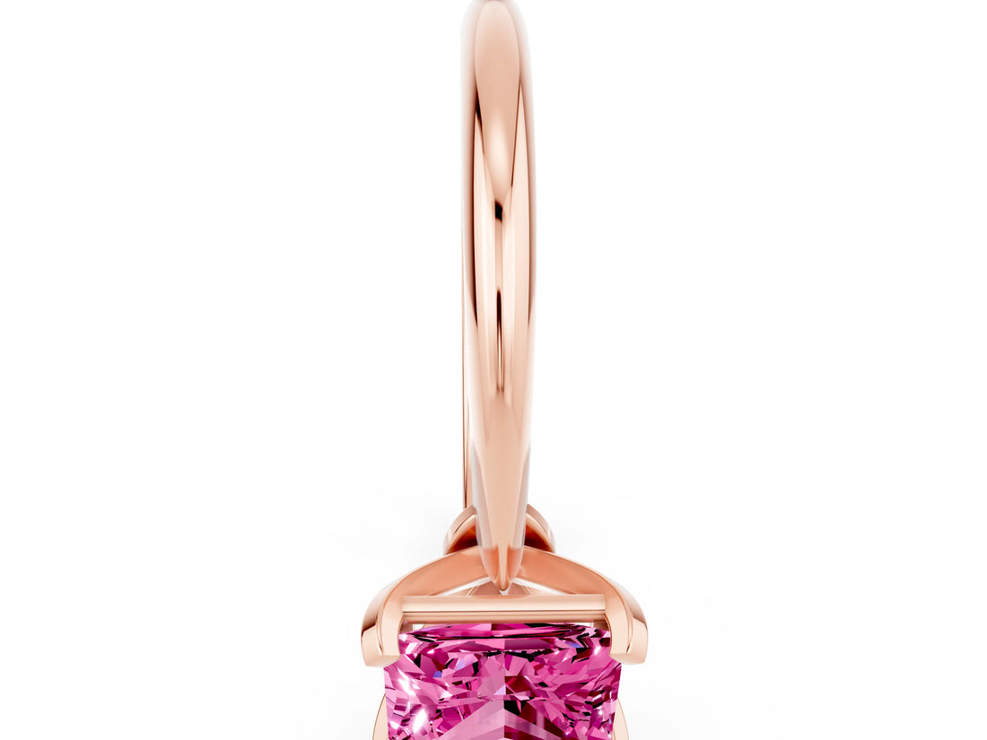 Rose gold Princess Cut Pink Sapphire Solitaire Engagement Ring with Classic Band and Four-Prong Setting_24