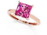Rose gold Princess Cut Pink Sapphire Solitaire Engagement Ring with Classic Band and Four-Prong Setting_25