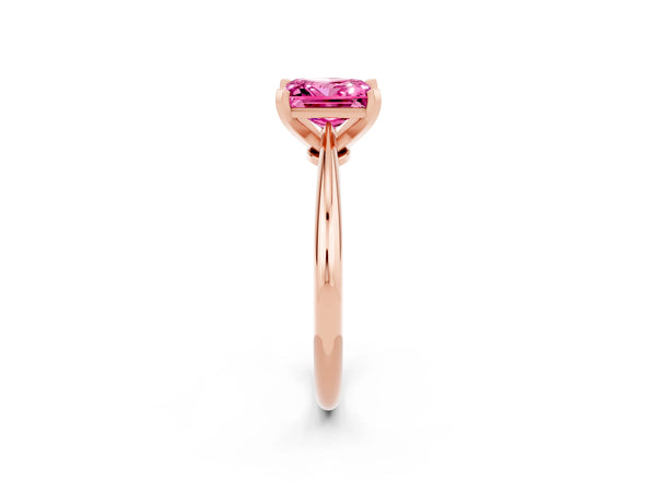 Rose gold Princess Cut Pink Sapphire Solitaire Engagement Ring with Classic Band and Four-Prong Setting