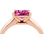 Rose gold Princess Cut Pink Sapphire Solitaire Engagement Ring with Classic Band and Four-Prong Setting_28
