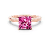 Rose gold Princess Cut Pink Sapphire Solitaire Engagement Ring with Classic Band and Four-Prong Setting_60