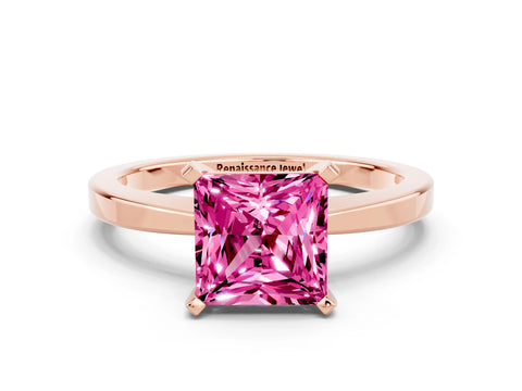 Rose gold Princess Cut Pink Sapphire Solitaire Engagement Ring with Classic Band and Four-Prong Setting_60