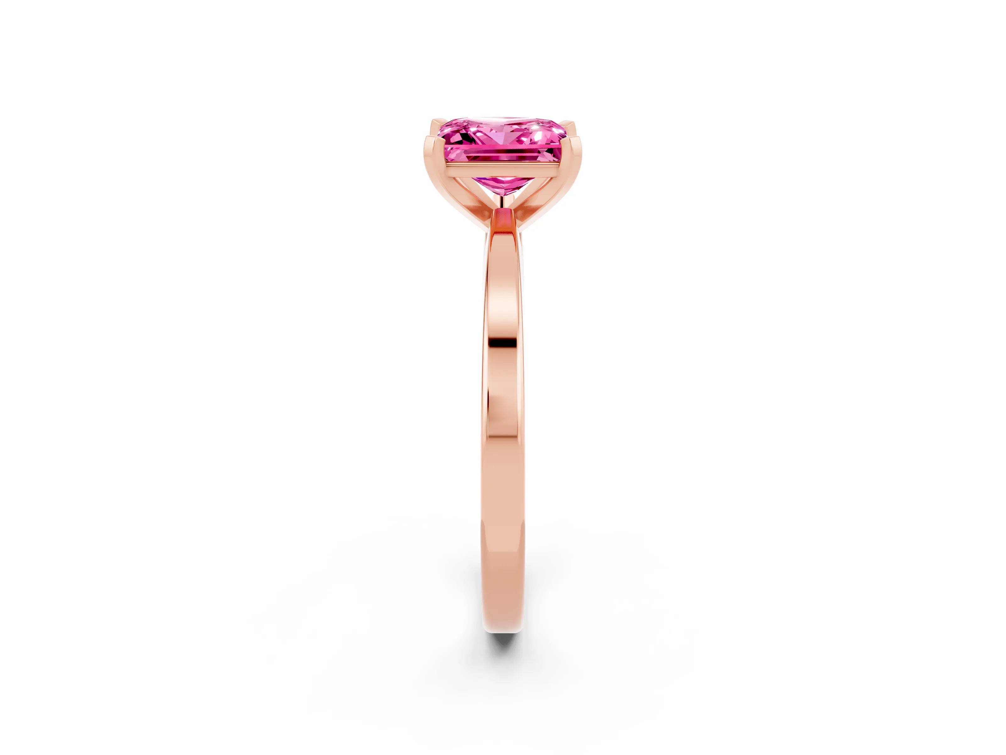 Rose gold Princess Cut Pink Sapphire Solitaire Engagement Ring with Classic Band and Four-Prong Setting_62
