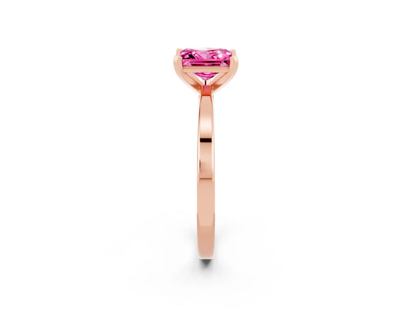 Rose gold Princess Cut Pink Sapphire Solitaire Engagement Ring with Classic Band and Four-Prong Setting