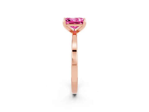 Rose gold Princess Cut Pink Sapphire Solitaire Engagement Ring with Classic Band and Four-Prong Setting_62