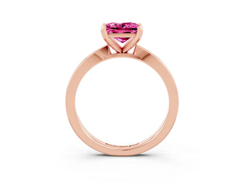 Rose gold Princess Cut Pink Sapphire Solitaire Engagement Ring with Classic Band and Four-Prong Setting_63