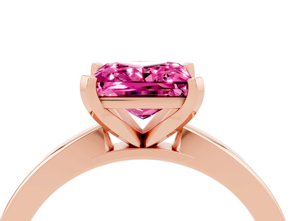 Rose gold Princess Cut Pink Sapphire Solitaire Engagement Ring with Classic Band and Four-Prong Setting