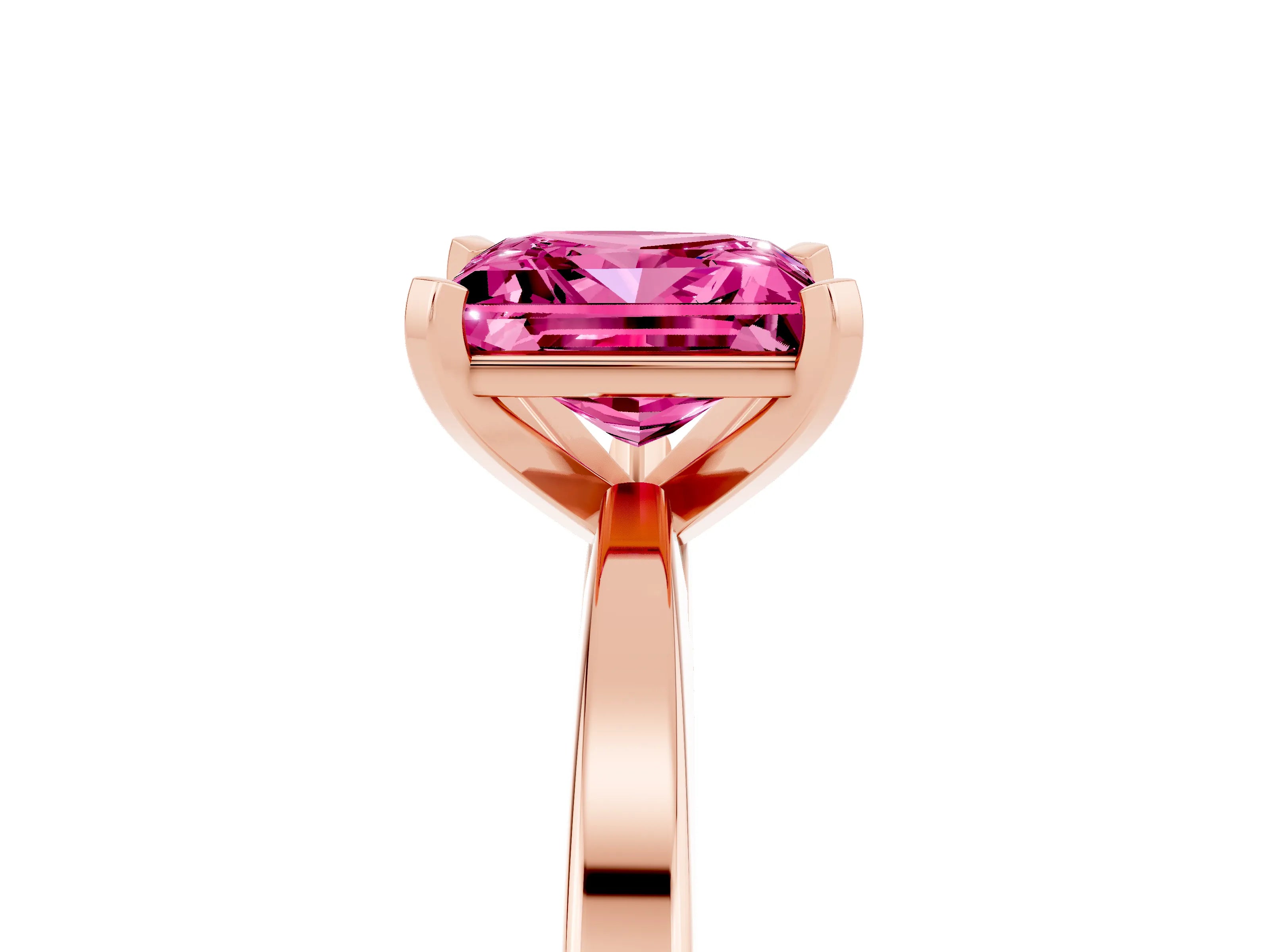 Rose gold Princess Cut Pink Sapphire Solitaire Engagement Ring with Classic Band and Four-Prong Setting_65