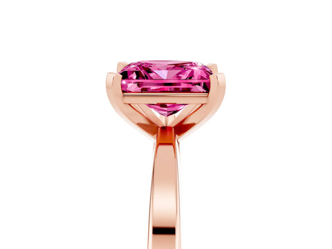 Rose gold Princess Cut Pink Sapphire Solitaire Engagement Ring with Classic Band and Four-Prong Setting_65