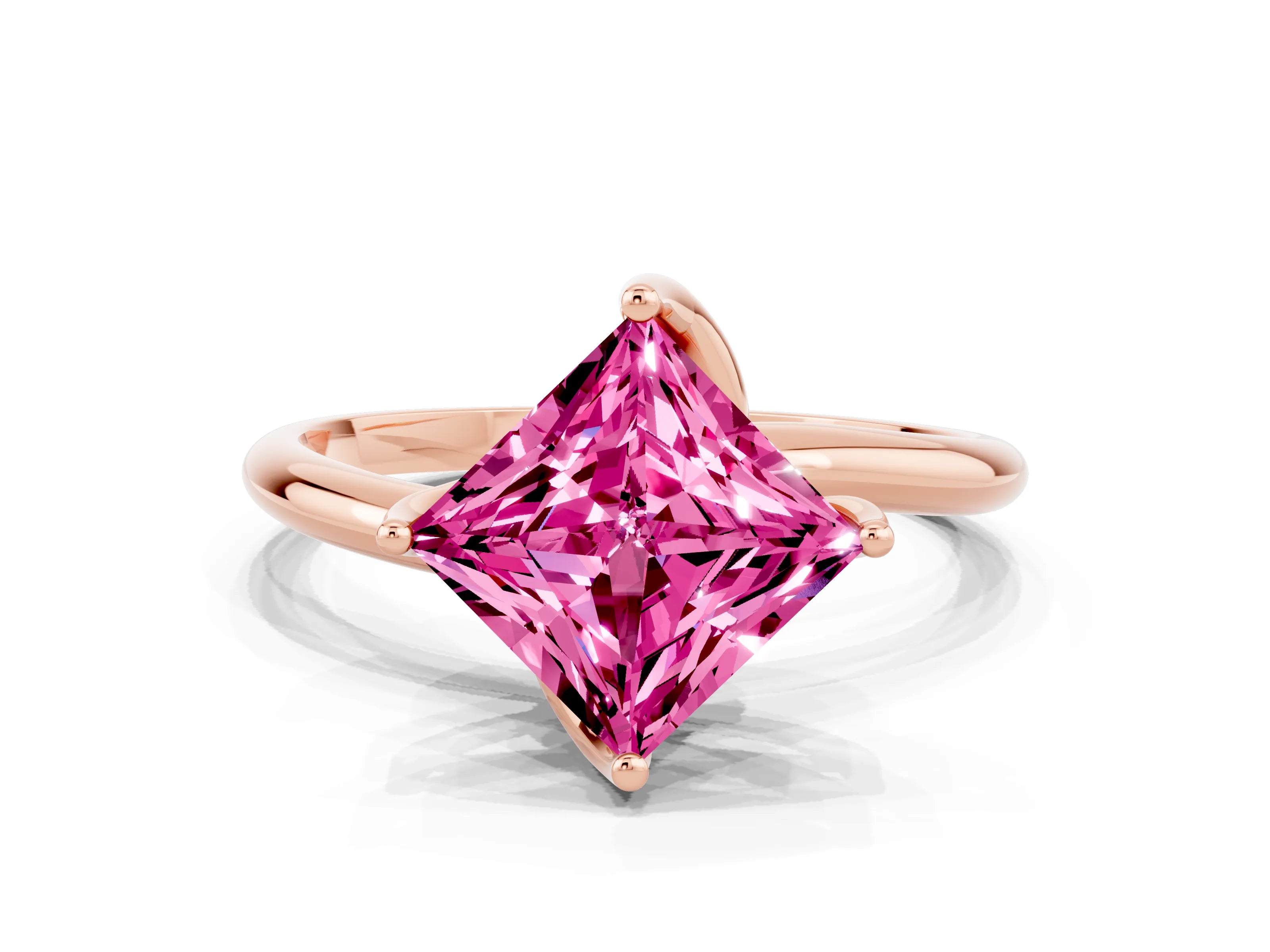 Rose gold Princess Cut Pink Sapphire Solitaire Engagement Ring with Four-Prong Setting and Classic Band_24