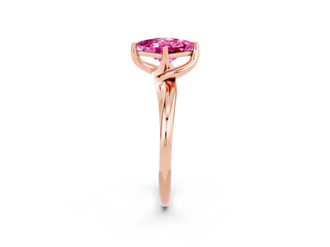 Rose gold Princess Cut Pink Sapphire Solitaire Engagement Ring with Four-Prong Setting and Classic Band_26