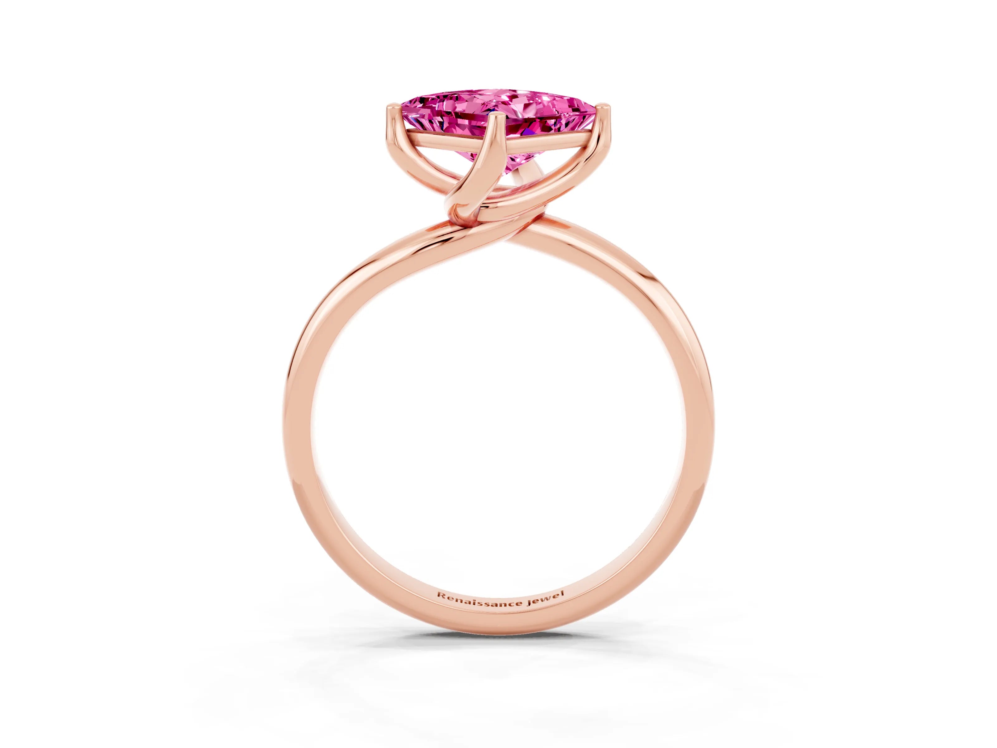 Rose gold Princess Cut Pink Sapphire Solitaire Engagement Ring with Four-Prong Setting and Classic Band_27