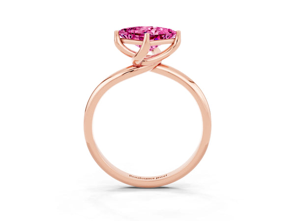 Rose gold Princess Cut Pink Sapphire Solitaire Engagement Ring with Four-Prong Setting and Classic Band