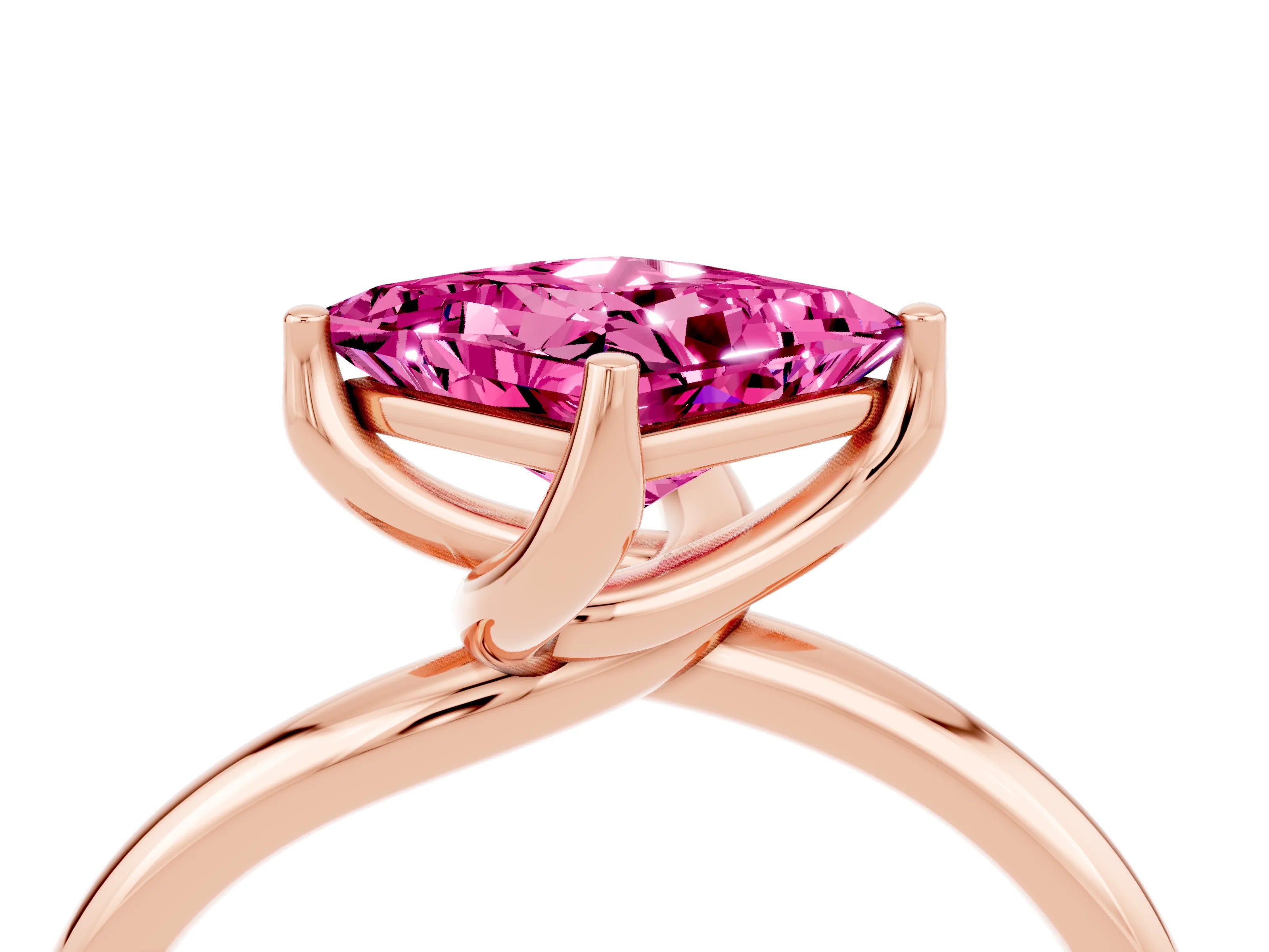Rose gold Princess Cut Pink Sapphire Solitaire Engagement Ring with Four-Prong Setting and Classic Band_28