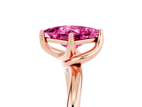 Rose gold Princess Cut Pink Sapphire Solitaire Engagement Ring with Four-Prong Setting and Classic Band_29