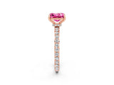 Rose gold Princess Cut Pink Sapphire Solitaire Engagement Ring with Pavé Band and Four-Prong Setting_26